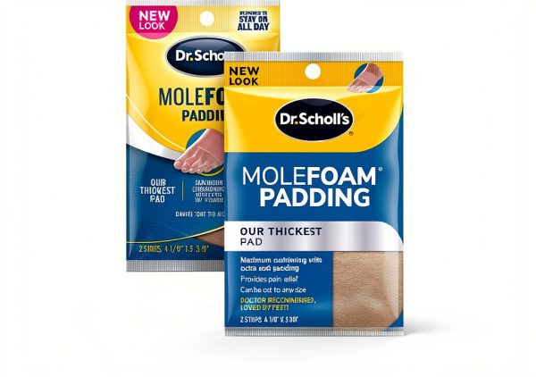 Dr. Scholl's Molefoam 2 Strips Bunion Pads Soft Cotton Flannel, 2 Pack-1